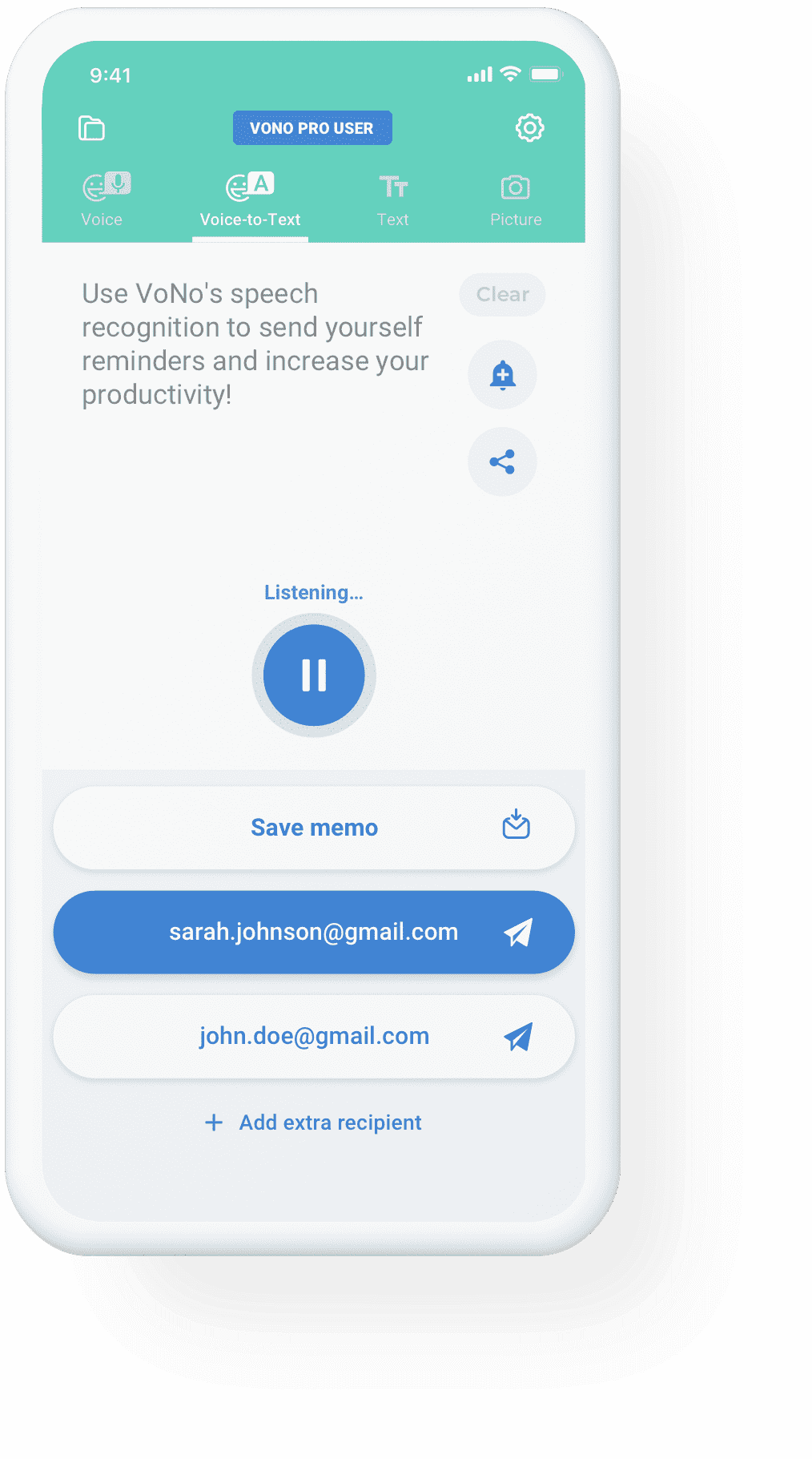 Vono app voice to text memo