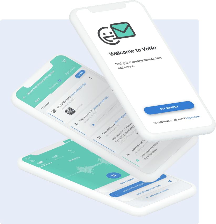 VoNo screens to show a faster way of sending memos